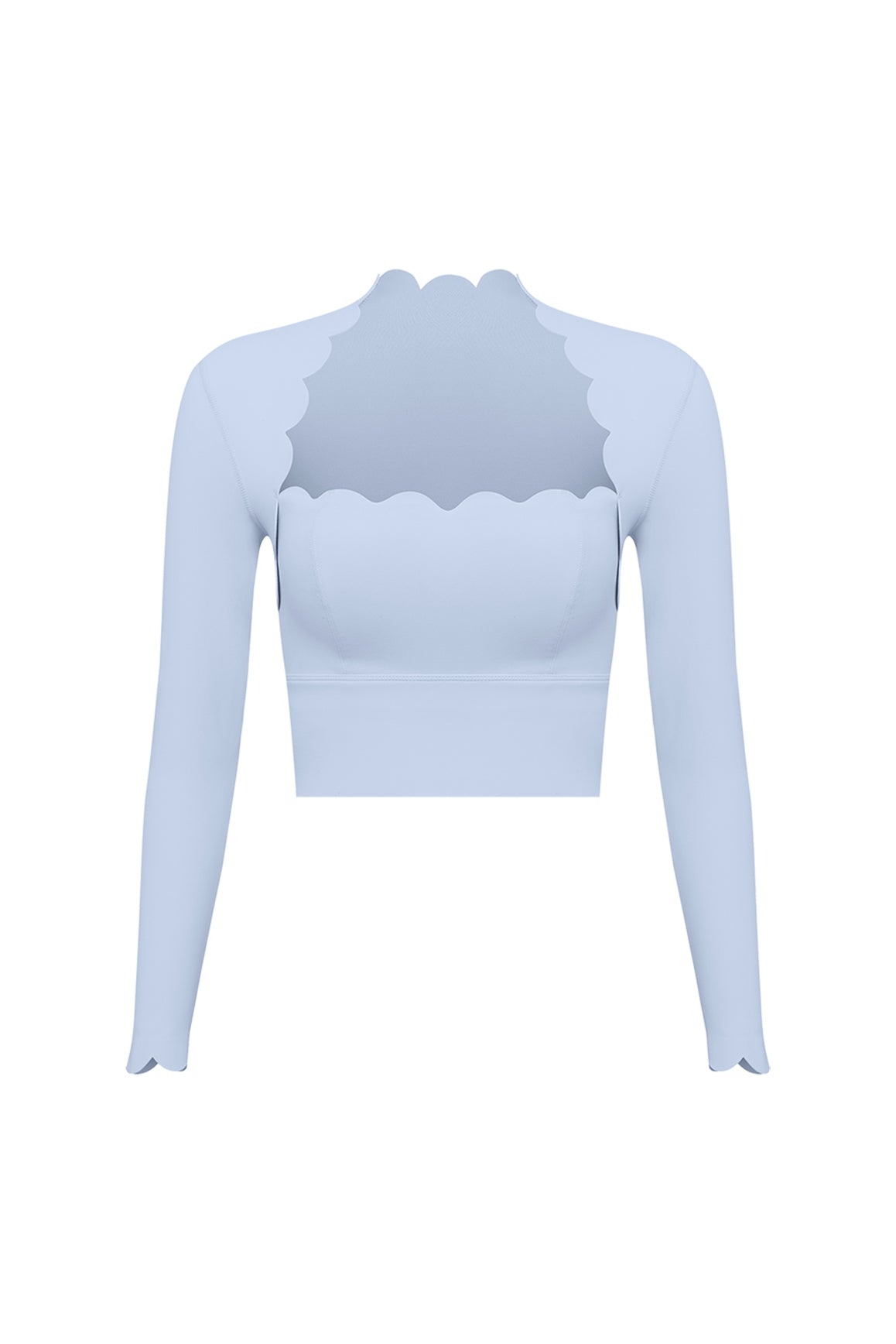 Scallop Cropped Long Sleeve Top