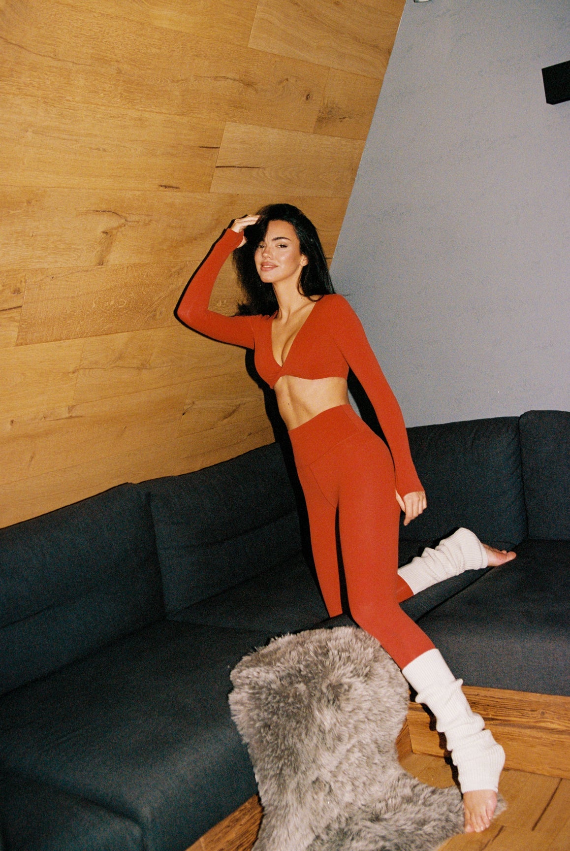 Twist-Front Long Sleeve Crop Top