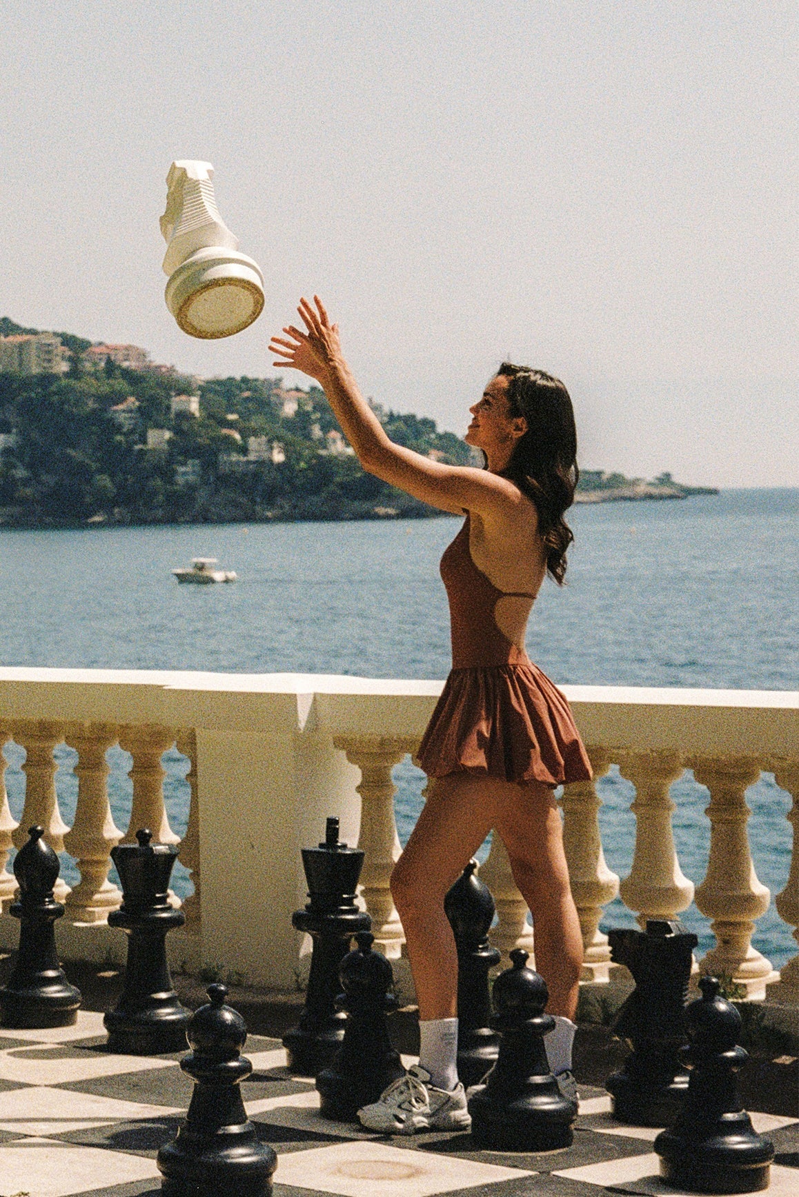 Riviera Floral Halter Mock Neck Dress